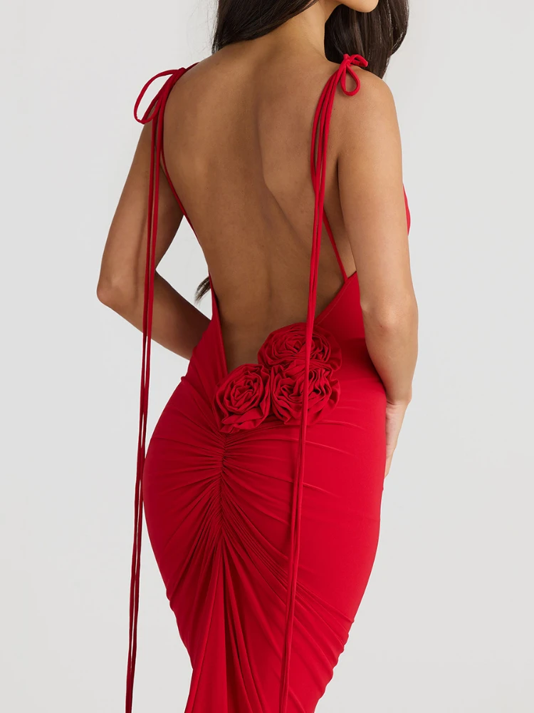 Weiyao-女性のための背中の開いたレースアップボディコンドレス、セクシーなイブニングドレス、ヴィンテージファッションファッション、花の3D、休暇