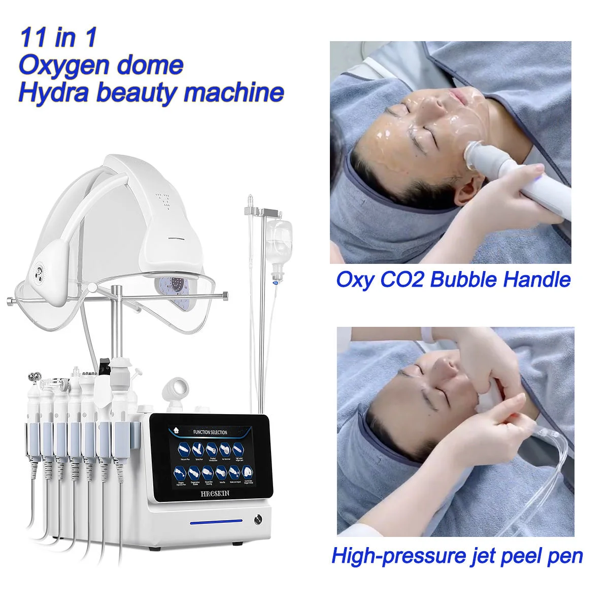 Portable 11-in-1 Oxygen Injector Facial Machine Deep Cleaning Scrub Hydraulic Skin Care Therapy Device for Beauty Salon