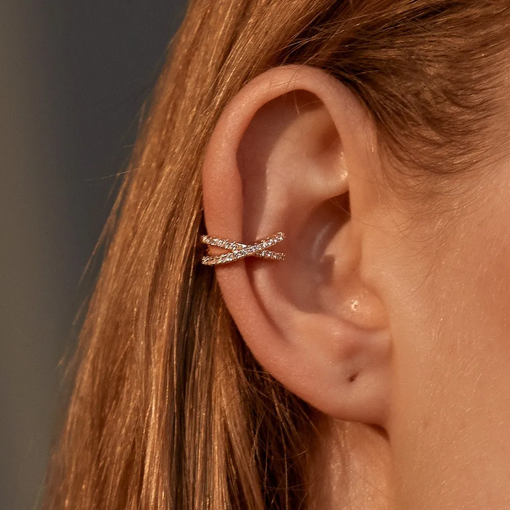 Korean Crystal Ear Clip Earrings For Women Ear Cuffs Jewelry 2026 Trending New Without Hole Fake Piercing Earrings Clip Earcuff
