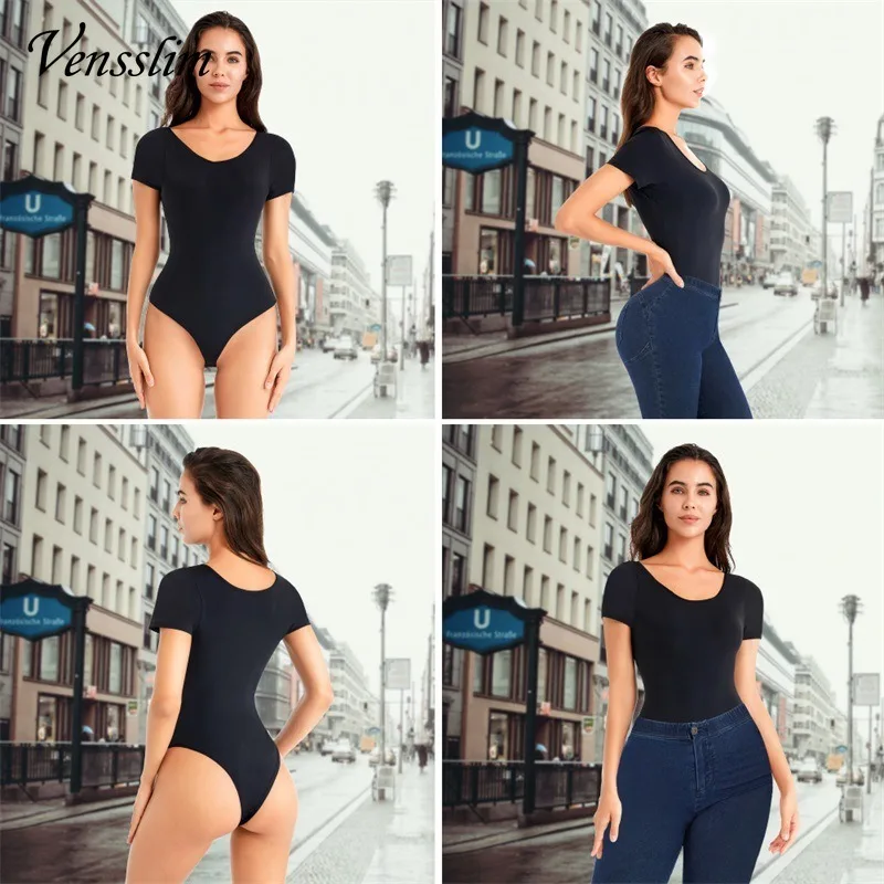 Vensslim Full Body Shaper Bodysuits Women Short Sleeve Waist Trainer Lingerie Seamless Butt Lifter Tummy Control Slim Shapewear