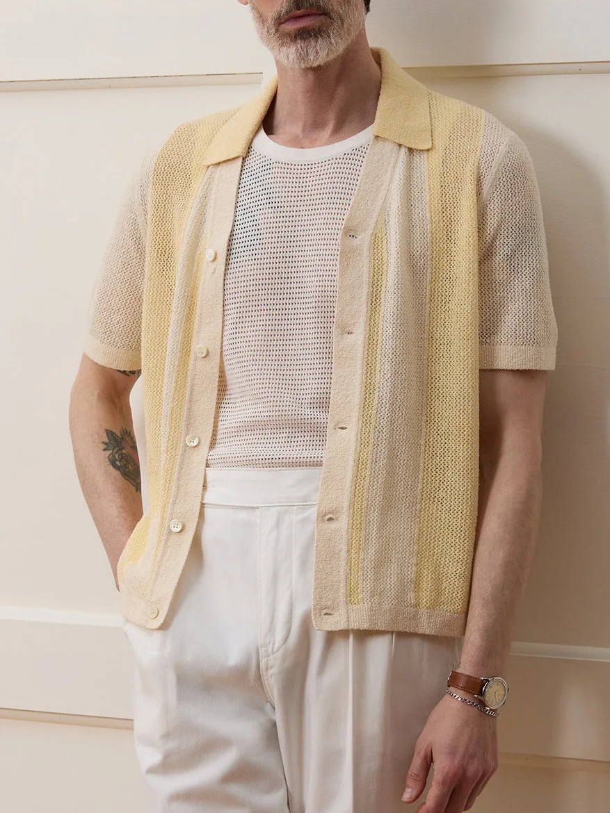 

Men's Summer Loose Fit Knit irt Hollow out ort Sve Casual irt Trendy Polyester Basic Sle Versatile ence