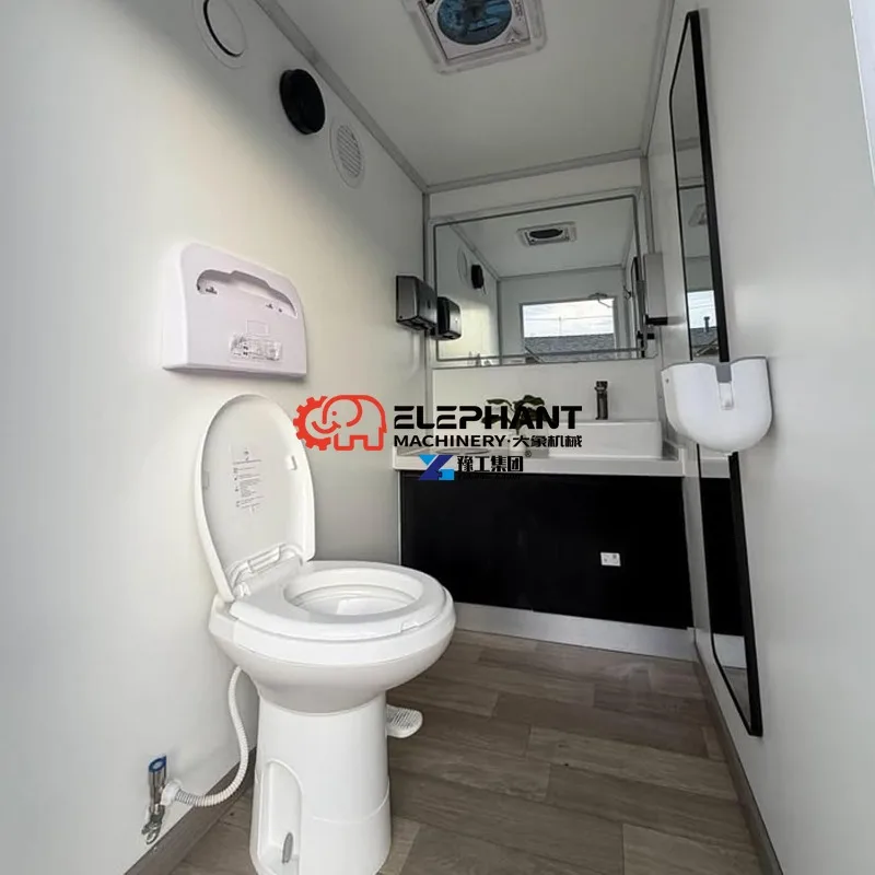 Trailer de Banheiro Portátil para Exterior, Sanitário Rebocável com Rodas para Casamentos, Construção e Empresas de Aluguel