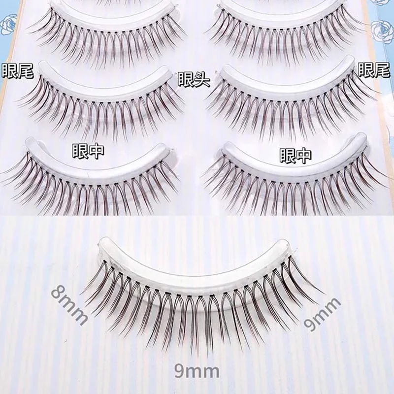 Natural Caramel False Eyelashes Handmade Brown Eyelash Makeup Transparent Stem Bushy Cross Eye Lashes Tool