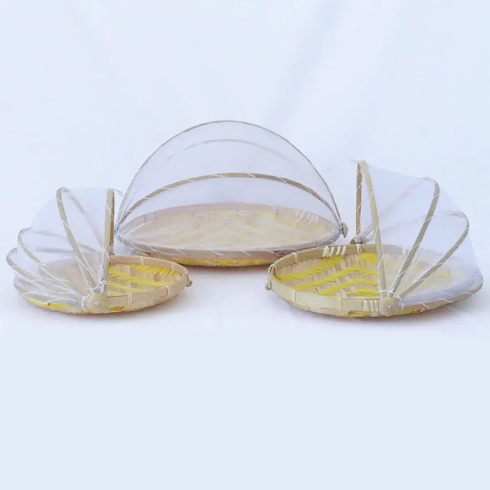 

Bamboo Weaving Tray Handmade Round Food Storage Basket For Dessert Bread Snacks Serving Woven Pastry Plate Kitchen Barware