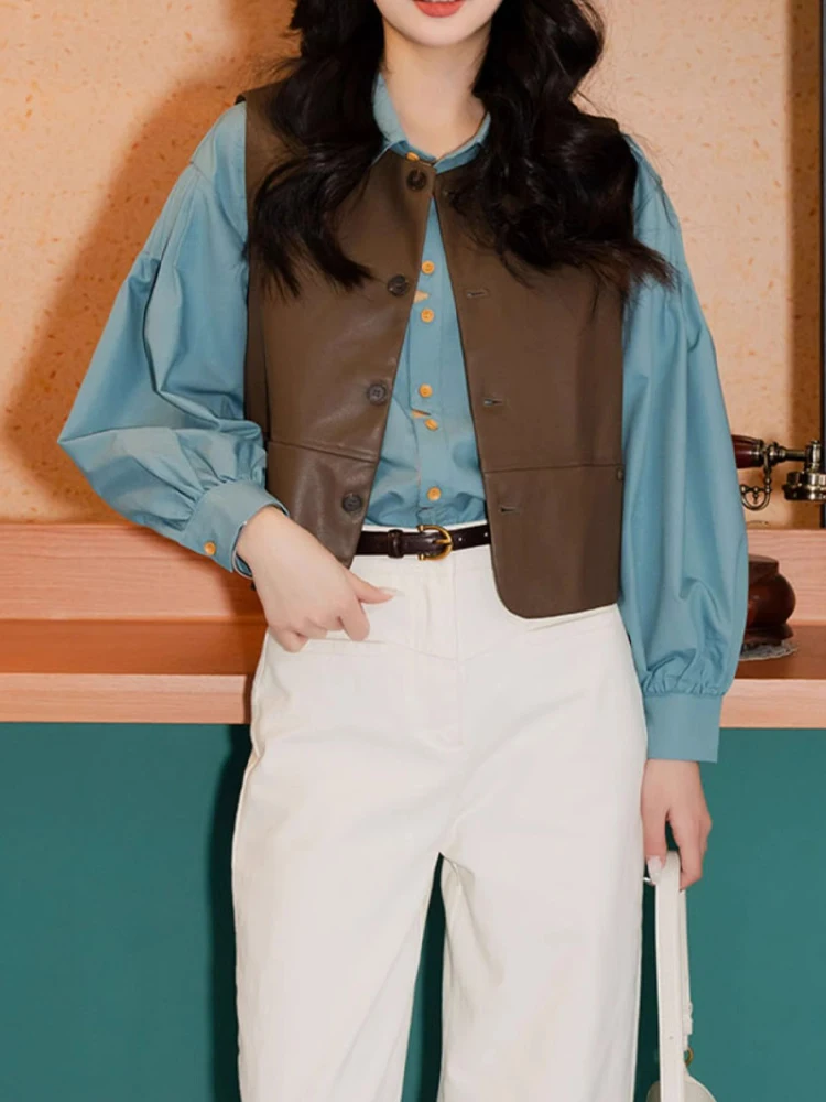 

Faionable Single-Button Pure Color Vest Set Simple Loose Versatile irt Design Commute Sle Pure Online S Spring 2024