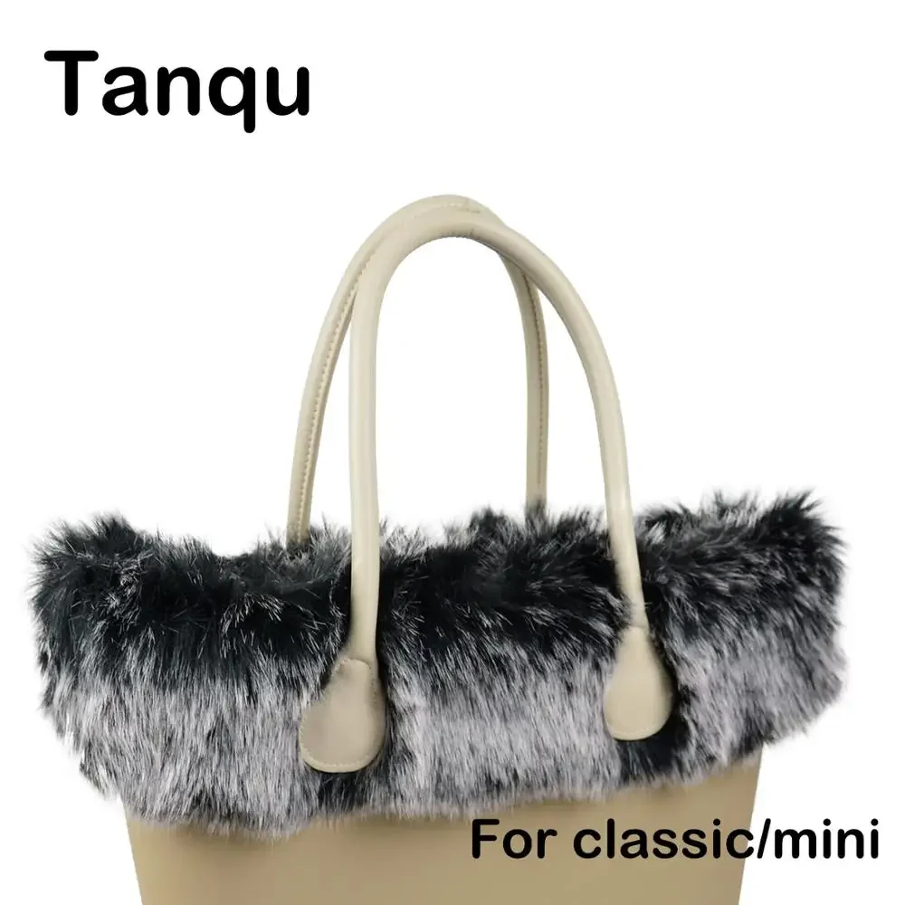 New Women Winter Autumn Faux Fox Fur Furry White Black Trims for O BAG Thermal Plush Decoration Fit for Classic Big Mini Obag