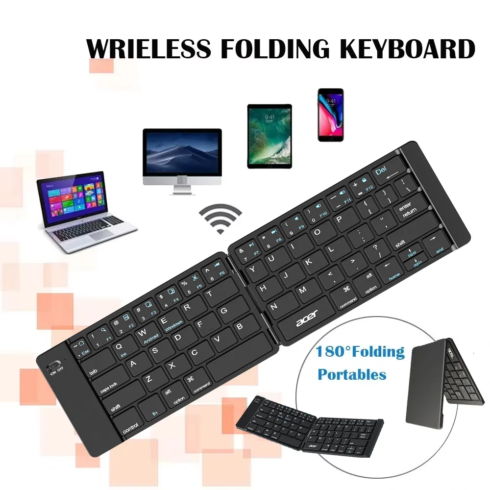 

Folding Bluetooth Keyboard For IPAD Mobile Tablet Notebook Portable Office Mini Wireless Keyboard Storage Three Systems Universa