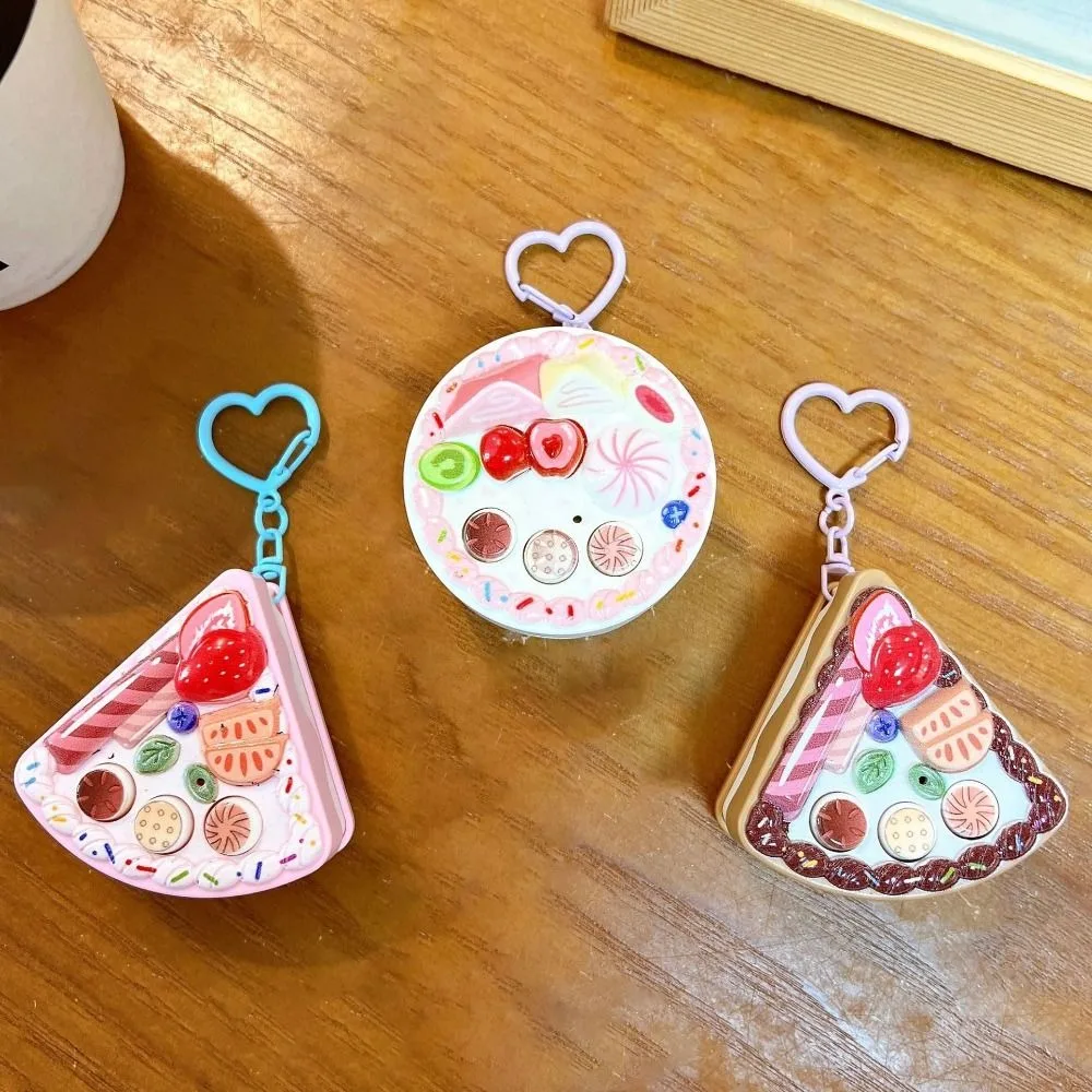 Mini Cake Slice Recorder Keychain with Happy Birthday Song Keyring Voice Recording Keychain Dessert Bag Charm Pendant