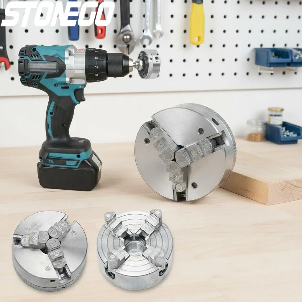 ヘビーデューティーセルフセンタリング電動旋盤ドリルチャック-3爪-4爪-m12-x-1mmリンケージ付き-ドリルツール用