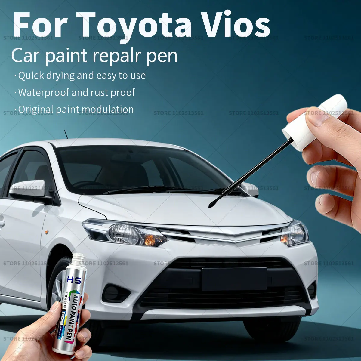 

Car Paint Repair Pen For Toyota Vios Touch Up Scratch Remover DIY Auto Accessories White 090 050 Red 3Q3 Blue 8V4 Purple Silver
