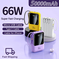 50000mAh Mini Power Bank 66W Super Fast Charging Powerbanks Portable External Battery Pack For iPhone Samsung Huawei Xiaomi 2024