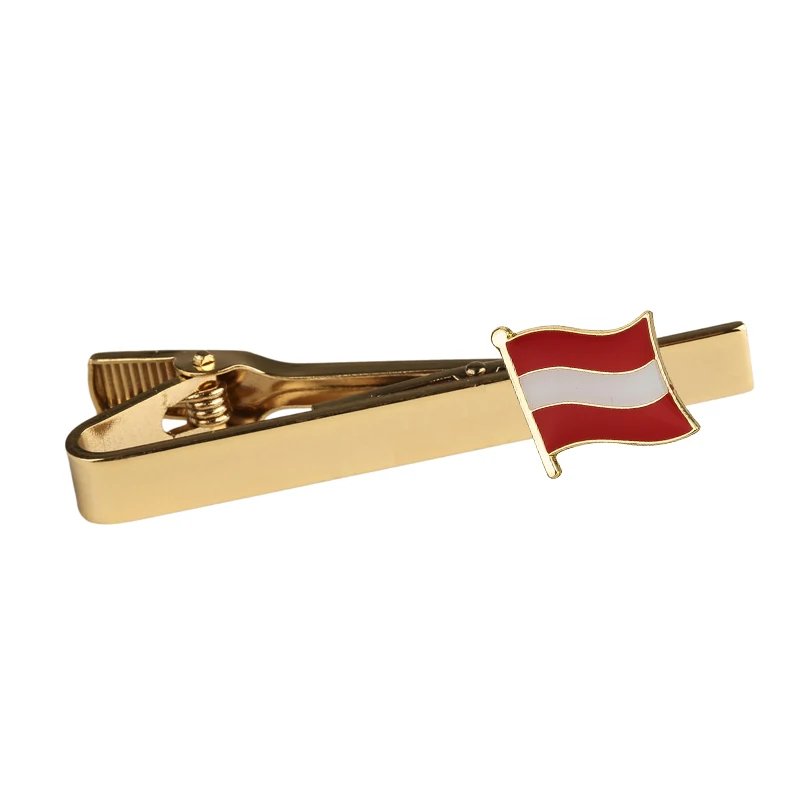 Clips de corbata de bandera nacional para hombres, corbata de Metal para Bar, camisas de vestir, alfiler de corbata para Ceremonia de boda, Clip de corbata dorado de Metal