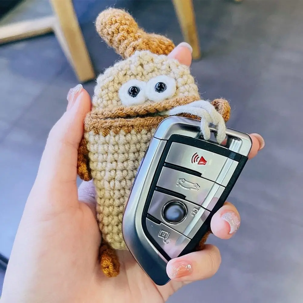 Cover Car Key Clothes Women Key Chain Knitting Key Case Big Mouth  Key Pendant Sausage Mouth Key Bag Hand Woven Wool Key Bag