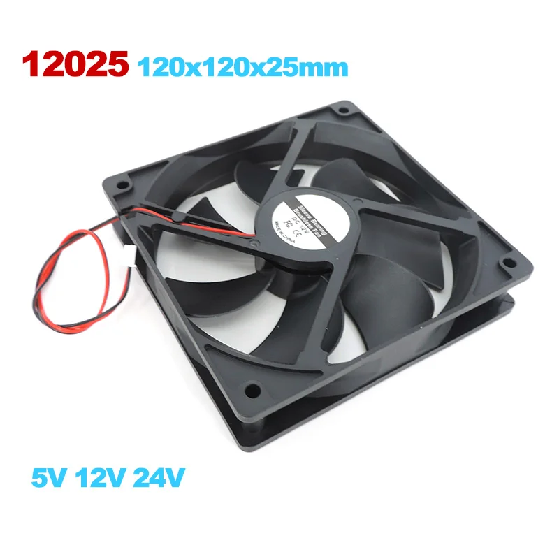 

5V 12V 24V 120mm 12cm 12025 120mm*120mm*25mm Cooling Fan 120x120x25mm DC Brushless Motor Cooler Fan 2PIN O21