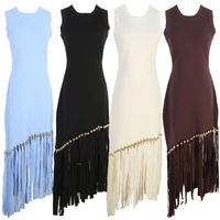 Ele Long Knitted Dr Slim Fit Svel Vintage Tassel Trim Wrap Around Skirt High Waist Silk Tead Lace Summer Dr - Image 2