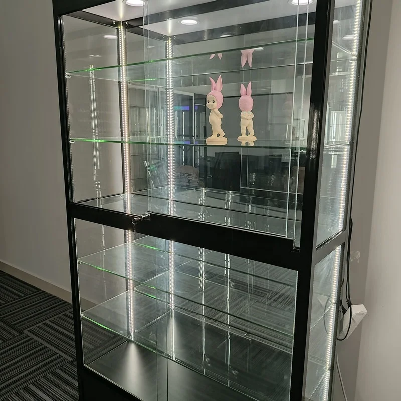 Op Maat Gemaakte Hete Verkoop Led-Scherm Rookwinkel Glazen Etalage Vitrine Kast Afsluitbare Winkel Vitrine Met Led Ligh