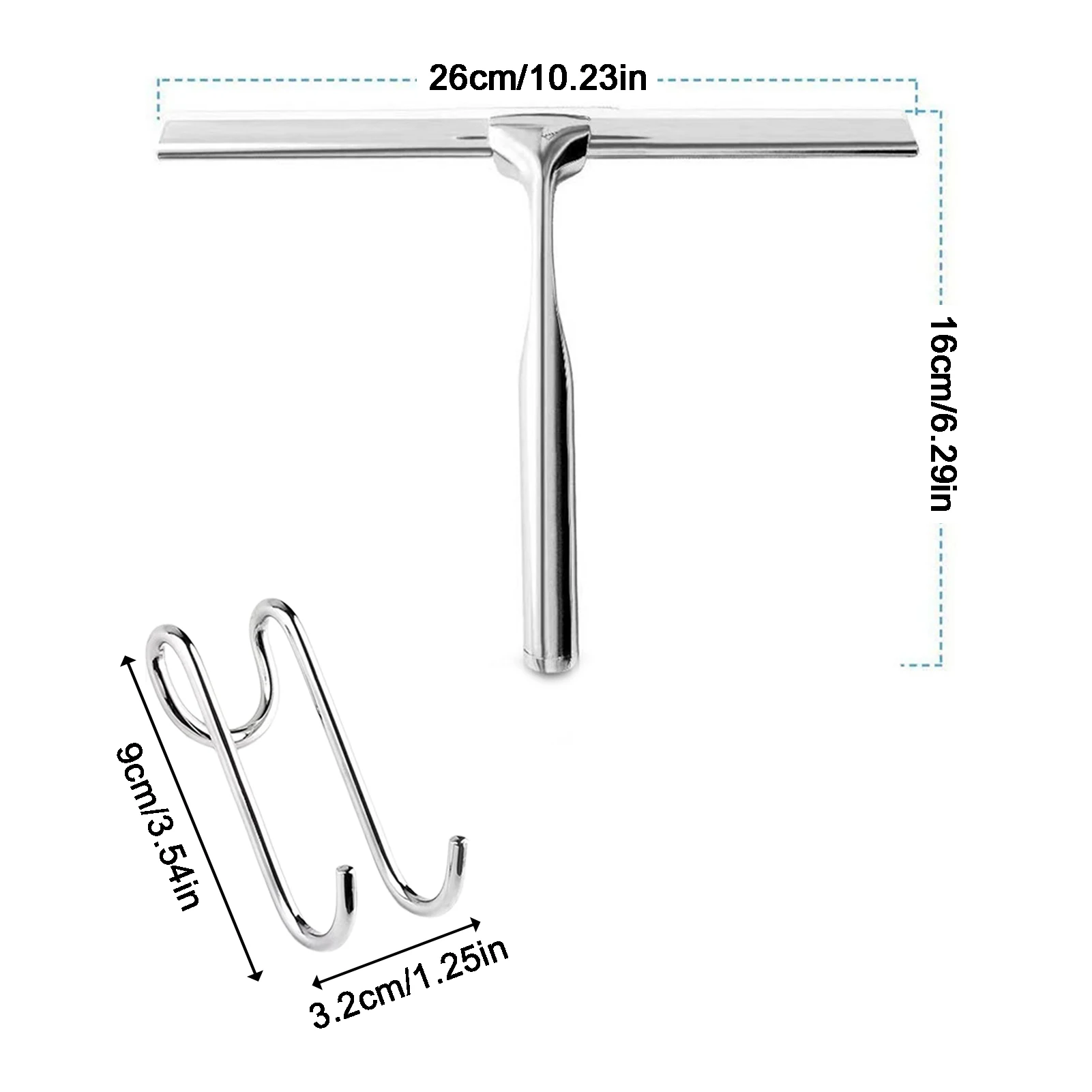 Espátula de limpieza de vidrio para ducha, limpiaparabrisas con gancho, limpieza de ventanas y suelos, raspador de limpiaparabrisas para el hogar