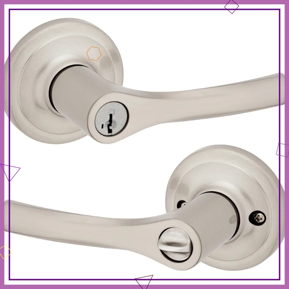 

Надежная дверная ручка-рычаг с ключом и замком, сатинированная никелированная отделка, для входных дверей и спален