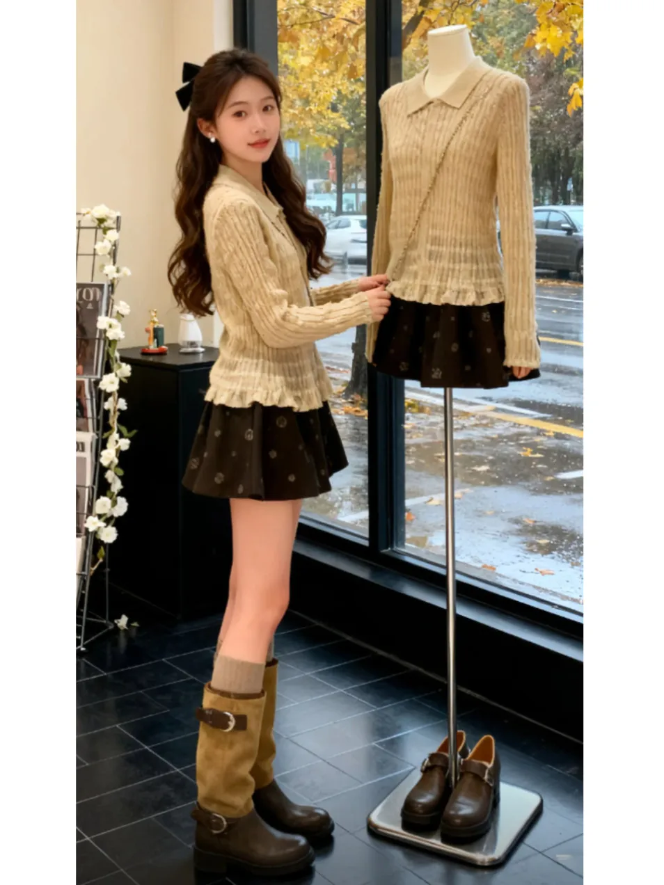 

Ele Bla Long Sve Ne Knitwear And Casual orts Women's Faion Set Autumn Winter High Waist Breathable Medium...