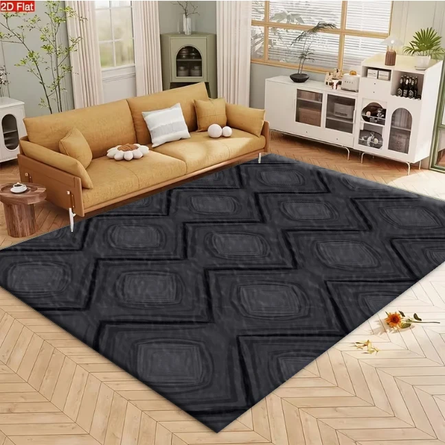 Dark Rhombus Geometric Texture Carpet Flooring Household Indoor Floor Ornament