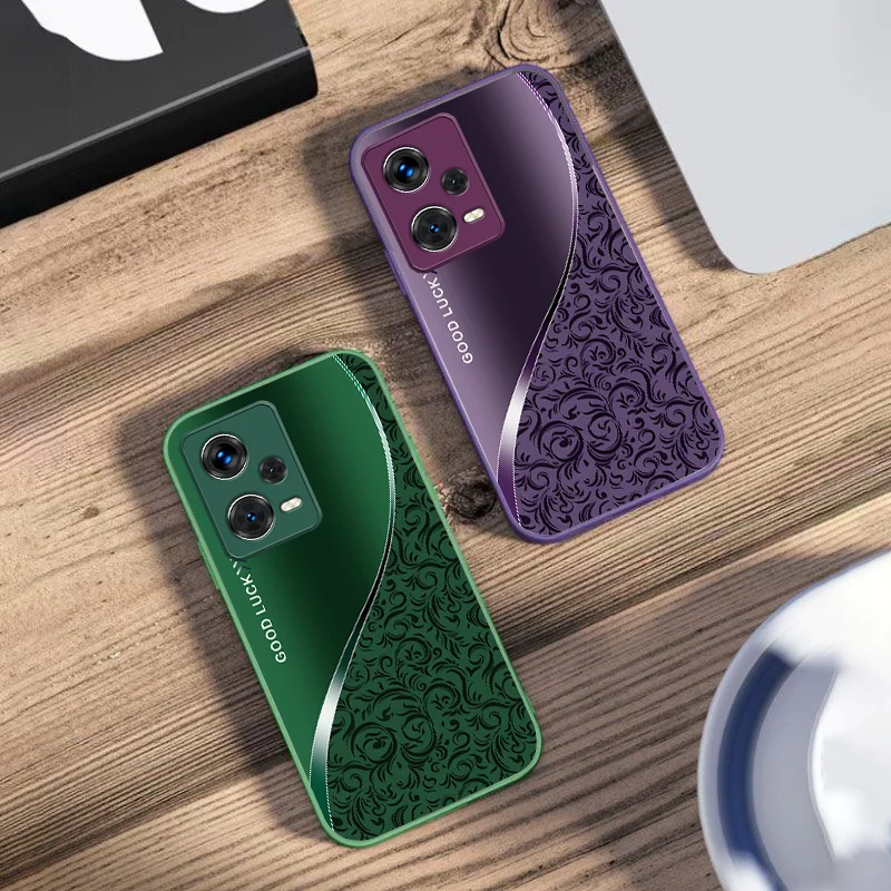 Pattern Gradient Black For Xiaomi 14 Ultra 13 Lite Redmi Note 13 11 Pro 12 Plus Poco X6 3 Pro F4 6 GT Tempered Glass Phone Case
