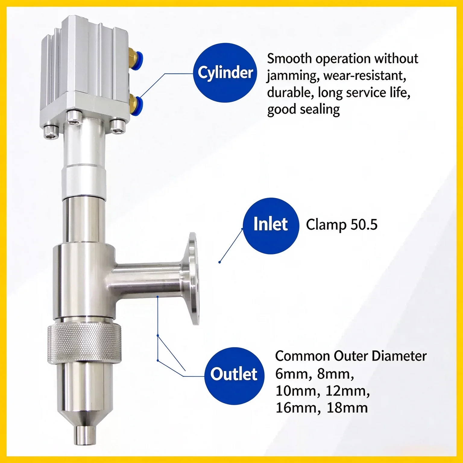 Pneumatic anti-dripping filling head, 304 stainless steel, accessory for paste and liquid filling machine