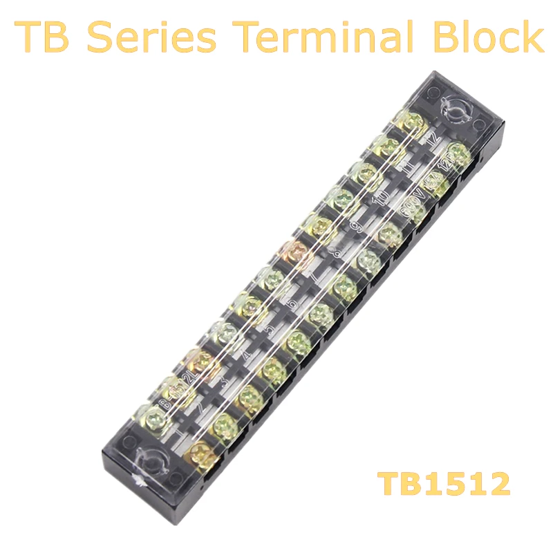 1/5/12 Packed 12 Positions 24 Contact Dual Rows 600V 15A TB Series Terminal Block Barrier Strip TB-1512