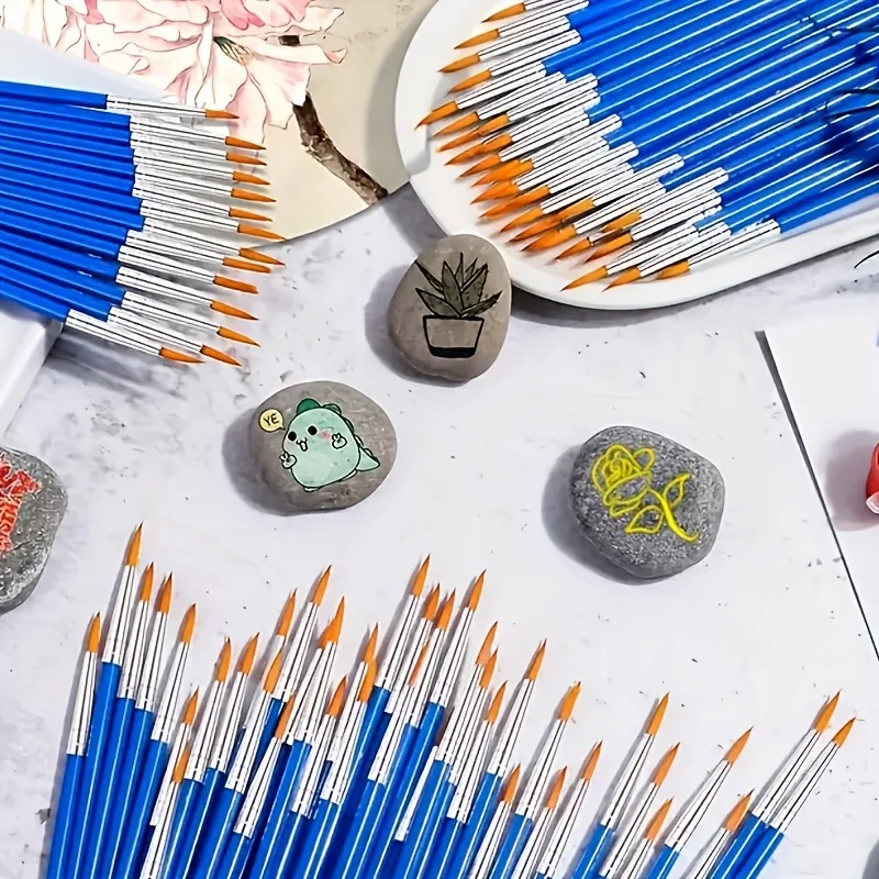 50 Stück spitze Nylon-Pinselhaare, Malwerkzeuge – sehr gut geeignet für Acrylmalerei, Aquarellmalerei, Ölmalerei und Heimwerken – Detail 5