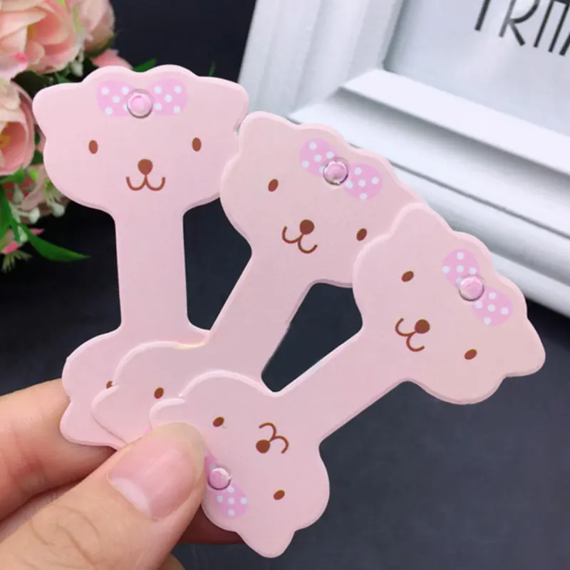 50pcs/lot Cute Jewelry Packing Cards Pink Kraft Paper Tag for Headband Necklace Bracelet Display Cardboard Holder Retail Lables