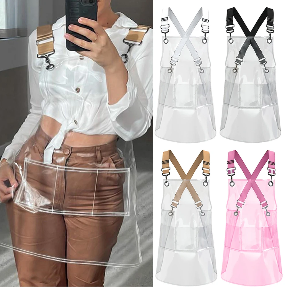 

TPU Transparent Apron for Barber Chef Kitchen Baking Painting Oil-proof Aprons Fashion Men Women Antifouling Work Apron