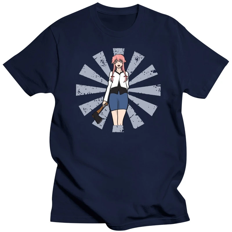 Yuno Gasai Retro Japanese Future Diary T Shirt Men Cotton Tshirt Stylish Tee Tops Short Sleeve Japan Manga Mirai Nikki T-shirt