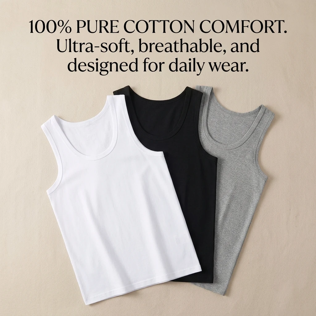 남성용 탱크탑 100% 순면 언더셔츠 민소매 라운드넥  - Sleeveless Undershirt 리뷰 및 가격
