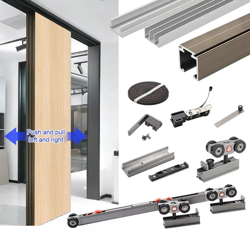 

Aluminum Alloy Hardware Fittings Hanging Kit Guide Suspension Close Linkage Telescopic Roller Sliding Door Track Rail Wheel