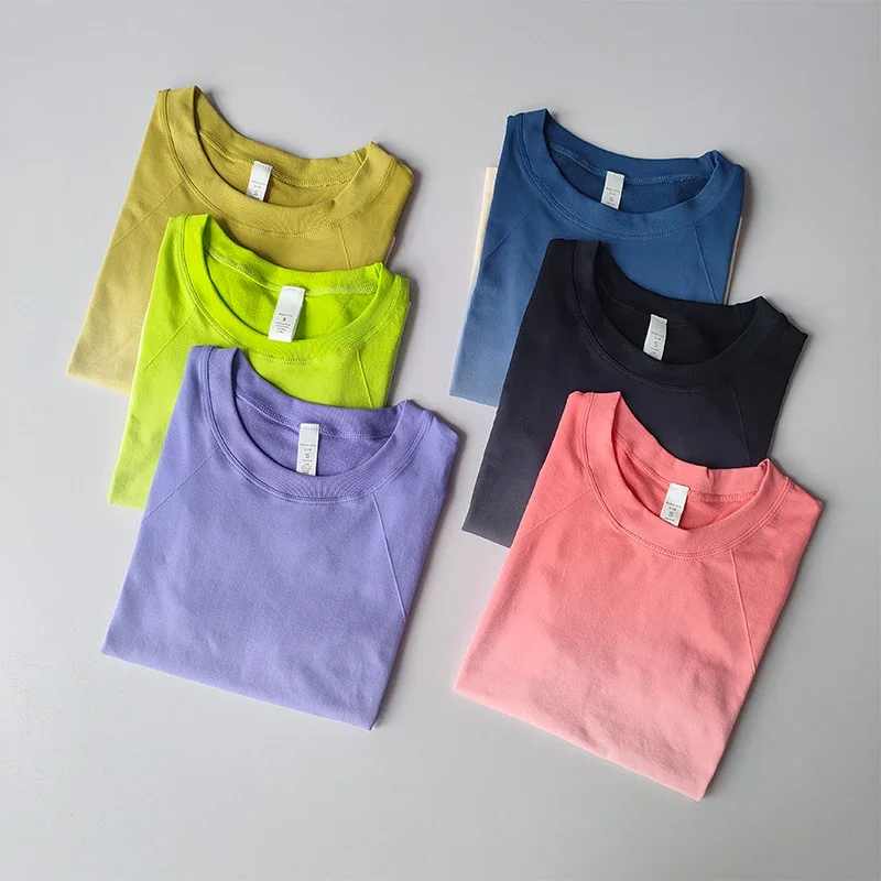 Camiseta de Yoga sin costuras para mujer, Top corto de manga corta, camisetas deportivas con gradiente para Fitness, ropa de entrenamiento y gimnasio para correr