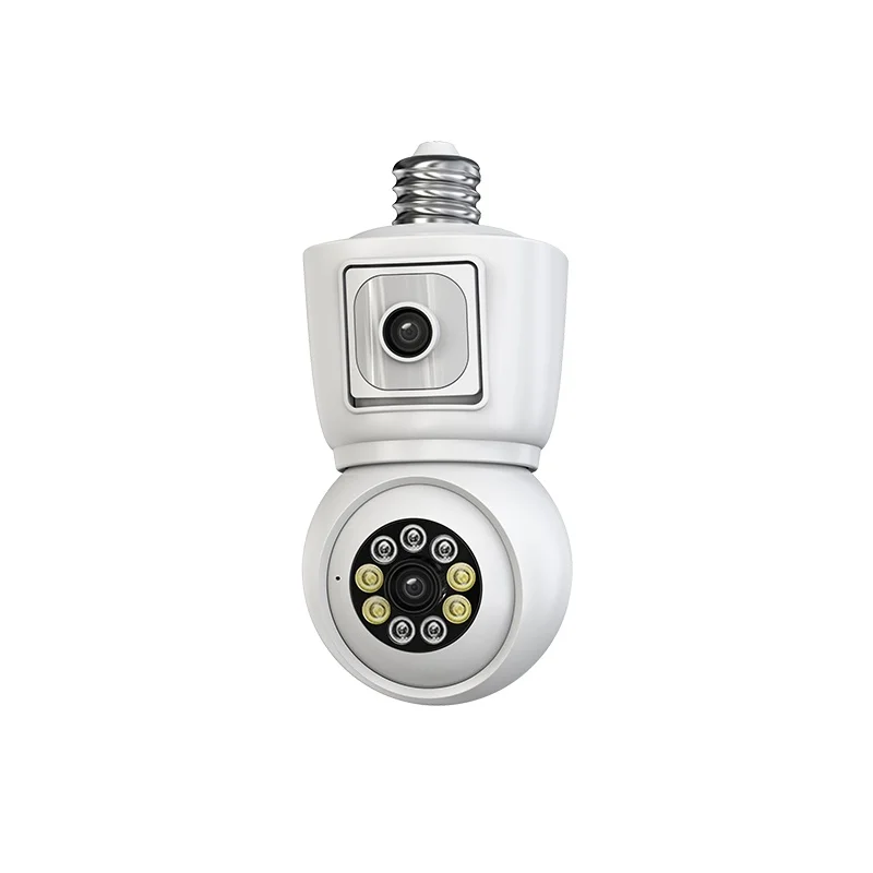 ICSEE 3MP 2MP E27 Bulb WiFi Camera Dual Lens Dual Screen Auto Tracking Two Way Audio Color Night Vision Indoor Security Camera