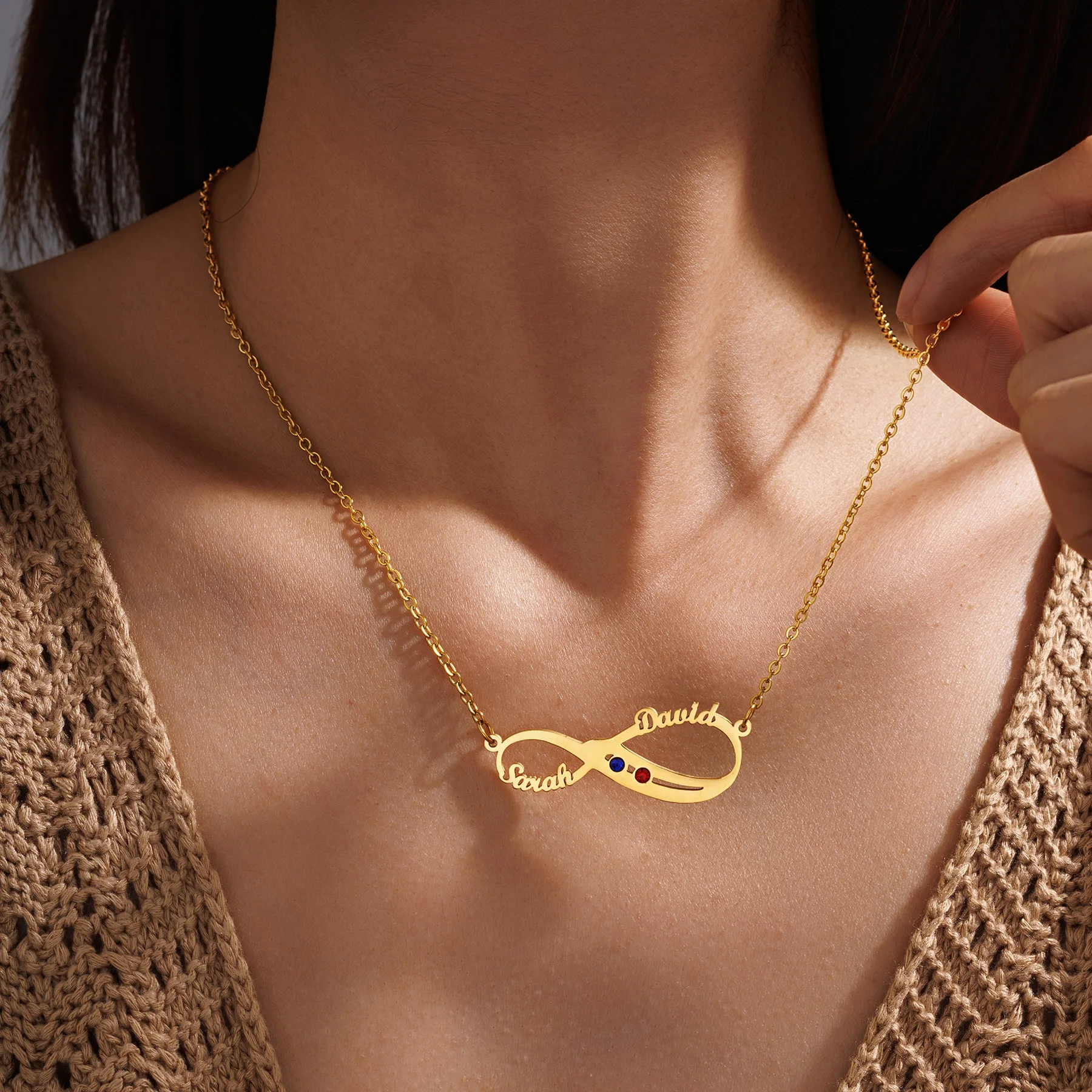 

Haiyufly Custom Infinity Name Necklace with Birthstone for Women Stainless Steel Jewelry Choker Chain Personalized Birthday Gift