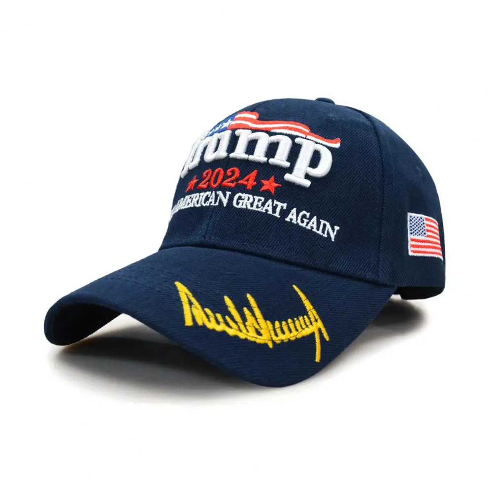 American Flag Embroidery Hat 2024 President Election Campaign Trump Comeback Baseball Hat with Letter for Rallies for Supporters