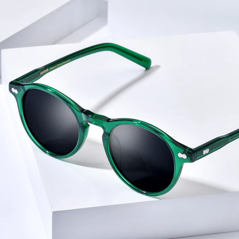 HEPIDEM Acetate Polarized Sunglasses Women New in Fashion Famous Brand Designer Vintage Retro Round Sun Glasses y2k Miltzen 9401