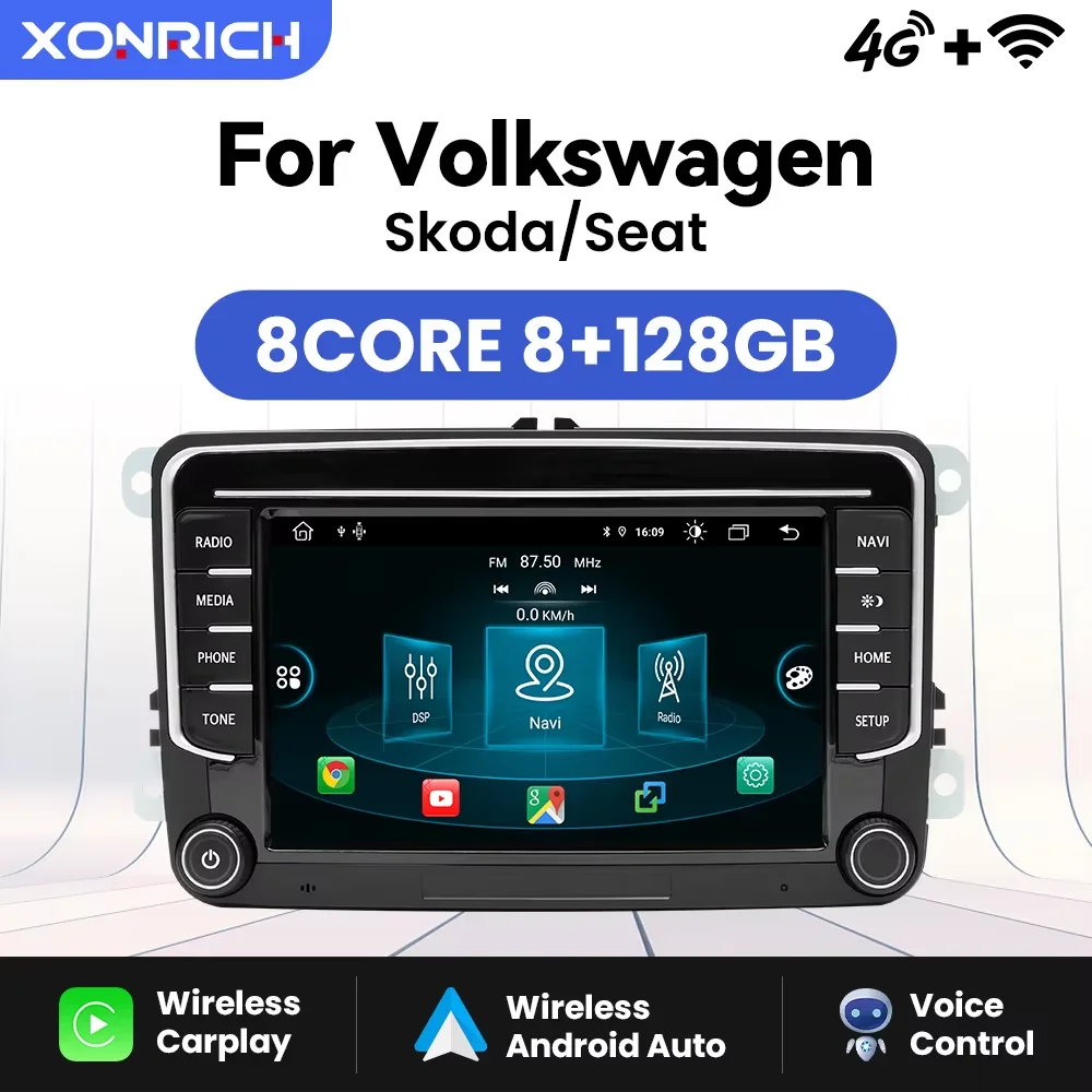 AI Voice Wireless Carplay Car Radio Player per VW/Volkswagen/Golf/Passat/b7/b6/Skoda/Seat/Octavia/Polo/Tiguan Android Auto