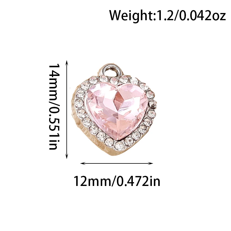 5 Stück 12x14mm Zarte Kristall-Herzanhänger für Schmuckherstellung DIY Ohrringe Halsketten Armbänder Zubehör – Detail 1