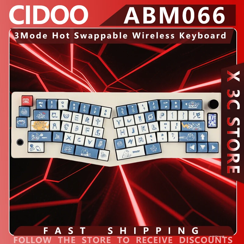 

Cidoo ABM066 Alice Wireless Keyboard Three Mode Hot Swappable Rgb Custom Screen Multifunctional Knob Gaming Keyboard Gasket Mac