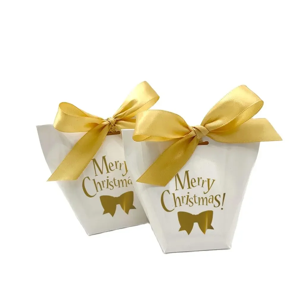 

Mini Merry Christmas Candy Boxes Cookie Gift Box Clear Window Packaging Bag Party Favor New Year Decoration