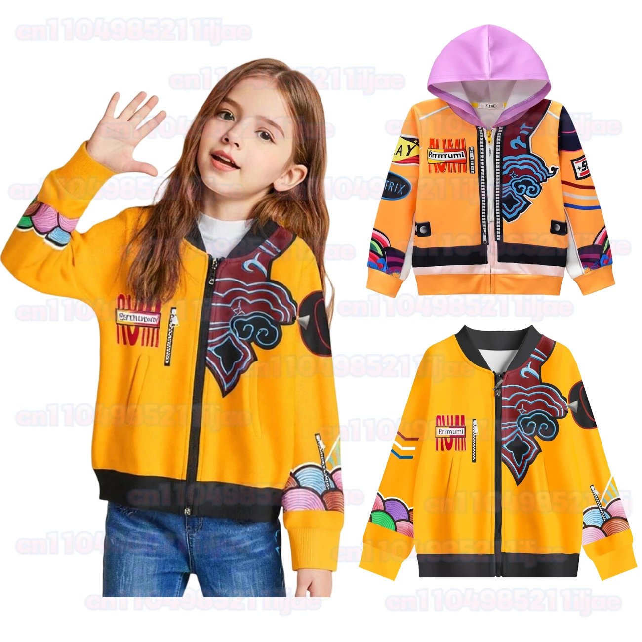 Kpop ルミコスプレジャケット女の子デーモンハンターコスチューム子供ジッパーパーカールミ子供ファッションポリエステルプリント生き抜くパーティー