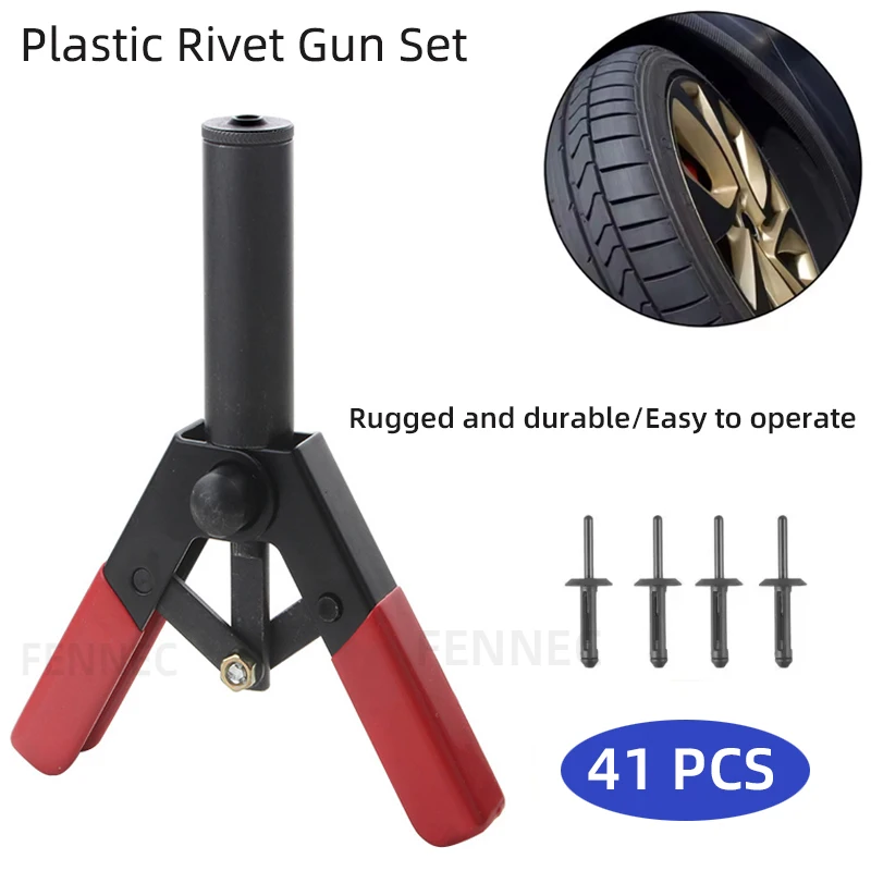 41Pcs Plastic Rivet Gun Kit Nylon Blind Rivet Hand Riveter Plastic Riveter Rivet Gun Quick Set for Automotive