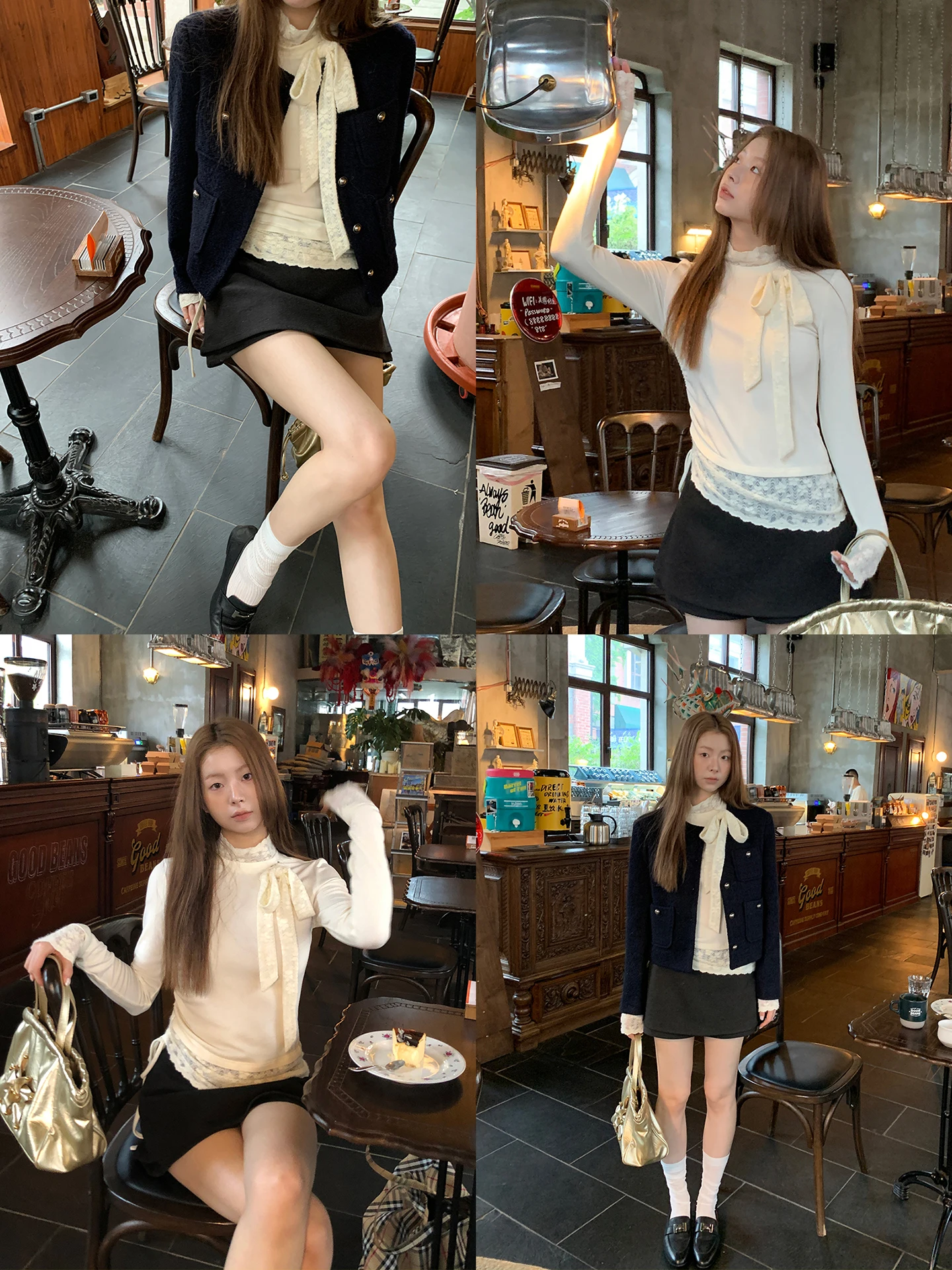 

Red Celebri Long Sve Base irt Women's Simple Ele High-End Feeling Early Autumn oulder T-irt Commute Sle Nylo...