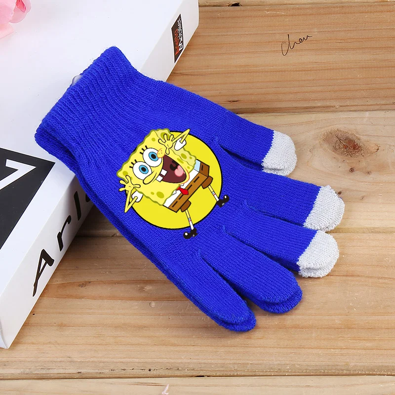 SpongeBob SquarePants Winter Gloves Patrick Star Warm Knitted Glove Cute Cartoon Printing Autumn Winter Style Warm Fashion Soft