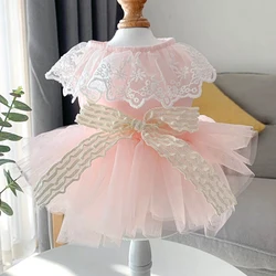 Lace Wedding Pet Dress For Small Dog Pink White Party Girl Vest Shirt Cat Puppy Small Animal Clothes With Tutu Skirt XS XL Goods