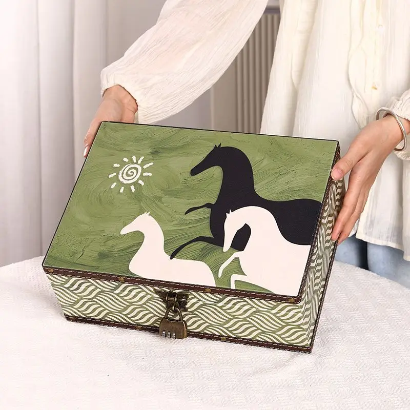 Fashion Vintage High-end Storage Box with Lock Luxury Exquisite Small Case for Jewelry Decorative Miscellaneous Items Storage