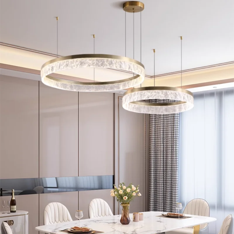 Postmodern Light Luxury Circular Ring Living Room Chandelier Creative Restaurant Hanging Lights Study Model Room Light Fixtures