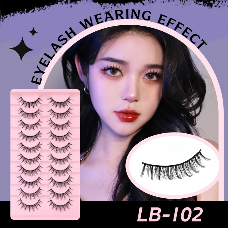 Vipuda Manga Lashes 10 paia Natural Full Strip Cilios riutilizzabile 3D Faux Mink Fluffy Soft Wispy ciglia Extension strumenti per il trucco